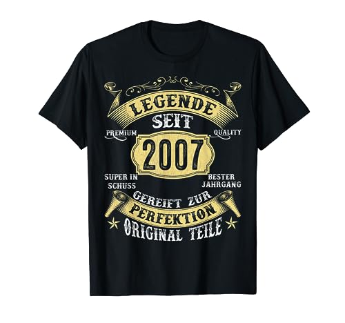 17th Birthday Gifts Man Woman 17 Years 2007 Decorative Funny T-Shirt von Birthday Gifts For Man Woman