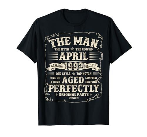 32 Jahre alte Geburtstagsgeschenke für Männer April 1992 32. Geburtstag T-Shirt von Birthday Gifts For men April Birthday Outfit