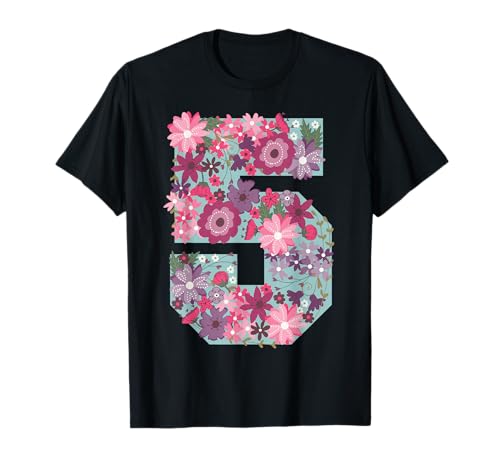 Ich bin 5 fünf Jahre alt 5. Geburtstag Blumen Mama Mädchen T-Shirt von Birthday Gifts Julib Sport Children Party Outfit