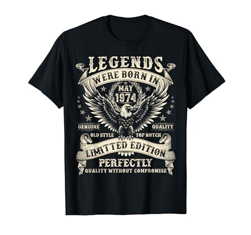 50 Jahre alte Geburtstagsgeschenke für Männer 50. Geburtstag Mai 1974 T-Shirt von Birthday Gifts for Legendary Men Born in May