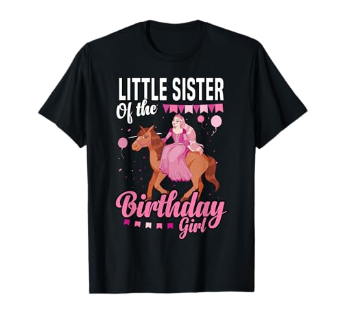 Little Sister of The Birthday Girl Cute Pink T-Shirt von Birthday Girl Cute Pink Theme Family Matching