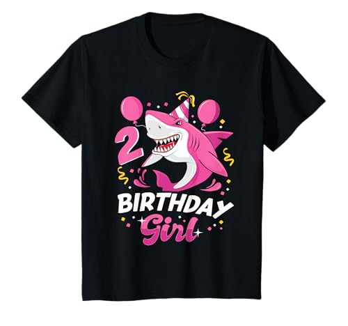 2. Geburtstag Mädchen Hai Ocean Party 2 Jahre alt Kleinkind T-Shirt von Birthday Girl Ocean Shark Theme Gift For Girls Kid