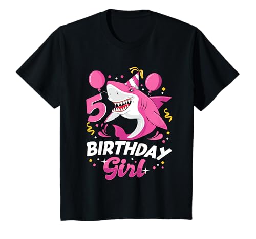 5. Geburtstag Mädchen Hai-Liebhaber Ozean Themenparty 5 Jahre alt T-Shirt von Birthday Girl Ocean Shark Theme Gift For Girls Kid