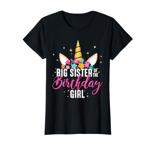 Big Sister Of The Birthday Girl Sister Geschenk Einhorn Geburtstag T-Shirt von Birthday Girl Unicorn Gifts