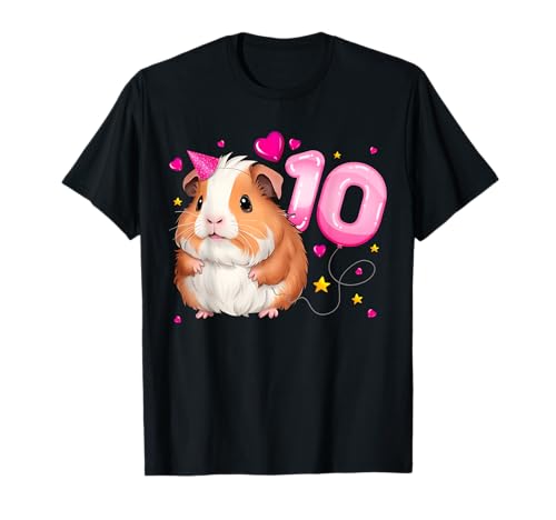 10. Geburtstag Mädchen 10 Jahre, Meerschweinchen T-Shirt von Birthday Girl by Content Design Studio