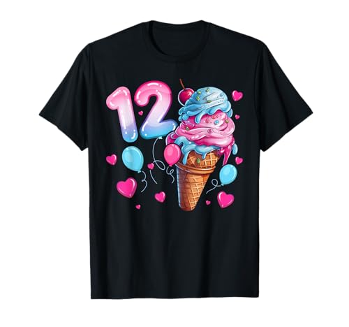 12. Geburtstag Mädchen 12 Jahre, Eiscreme, Nummer 12 T-Shirt von Birthday Girl by Content Design Studio