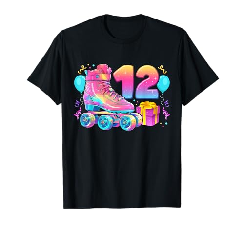 12. Geburtstag Mädchen 12 Jahre, Roller Skates, Nummer 12 T-Shirt 12. Geburtstag Mädchen 12 Jahre, Roller Skates, Nummer 12 T-Shirt von Birthday Girl by Content Design Studio