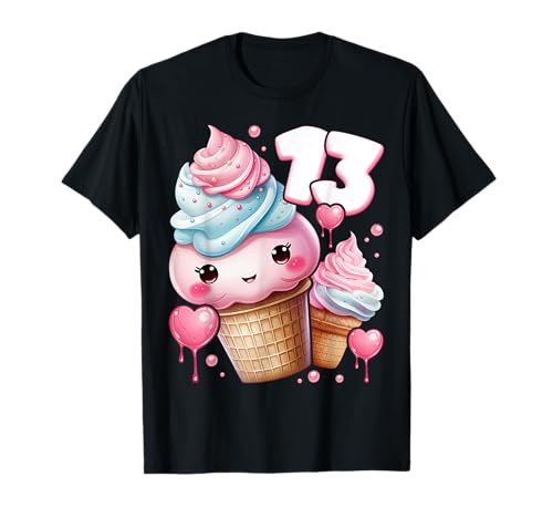 13. Geburtstag Mädchen 13 Jahre, Eiscreme, Nummer 13 T-Shirt von Birthday Girl by Content Design Studio