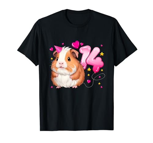 14. Geburtstag Mädchen 14 Jahre, Meerschweinchen T-Shirt von Birthday Girl by Content Design Studio