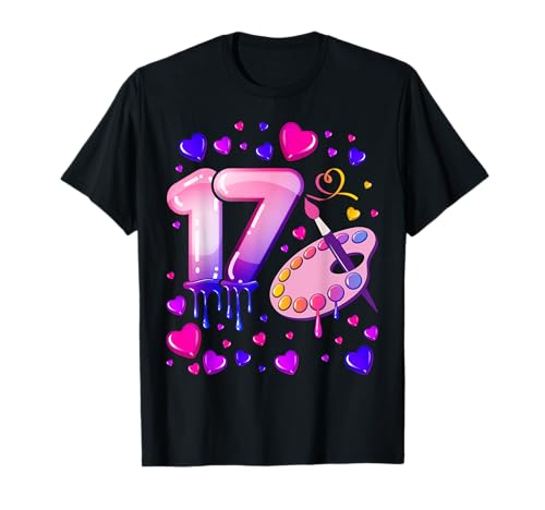 17. Geburtstag, Mädchen 17 Jahre, Malerei, Nummer 17 T-Shirt 17. Geburtstag, Mädchen 17 Jahre, Malerei, Nummer 17 T-Shirt von Birthday Girl by Content Design Studio