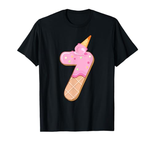 7. Geburtstag, Mädchen 7 Jahre, Eiscreme, Nummer 7 T-Shirt 7. Geburtstag, Mädchen 7 Jahre, Eiscreme, Nummer 7 T-Shirt von Birthday Girl by Content Design Studio