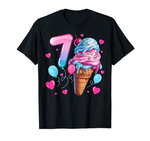 7. Geburtstag Mädchen 7 Jahre, Eiscreme, Nummer 7 T-Shirt 7. Geburtstag Mädchen 7 Jahre, Eiscreme, Nummer 7 T-Shirt von Birthday Girl by Content Design Studio