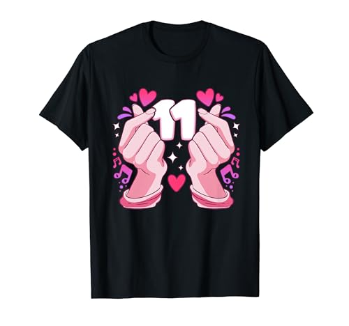 Geburtstag Mädchen 11 Jahre alt, K-Pop Herz, Saranghae T-Shirt von Birthday Girl by Content Design Studio