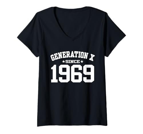 Damen Generation X Seit 1969 Geburtstag der Generation X T-Shirt mit V-Ausschnitt von Birthday Jokes For Funsies