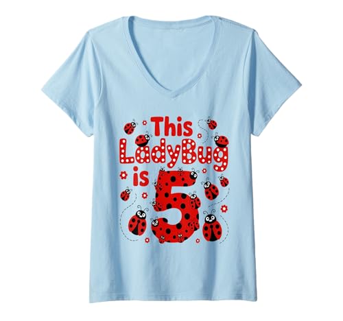 Damen Dieser Marienkäfer ist 2 Jahre alt, zum 2. Geburtstag, Mädchen, Familie T-Shirt mit V-Ausschnitt Damen Dieser Marienkäfer ist 2 Jahre alt, zum 2. Geburtstag, Mädchen, Familie T-Shirt mit V-Ausschnitt von Birthday LadyBug