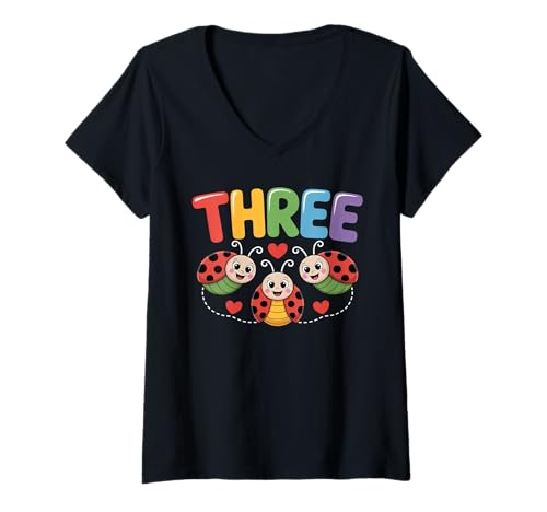 Damen Dieser Marienkäfer ist 3 Jahre alt, zum 3. Geburtstag, Mädchen, Familie T-Shirt mit V-Ausschnitt Damen Dieser Marienkäfer ist 3 Jahre alt, zum 3. Geburtstag, Mädchen, Familie T-Shirt mit V-Ausschnitt von Birthday LadyBug