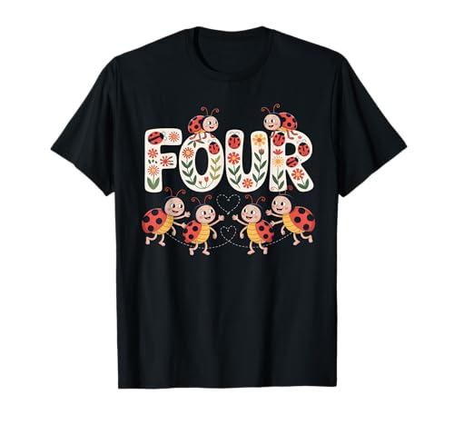 Dieser Marienkäfer ist 4 Jahre alt 4. Geburtstag Mädchen Familie T-Shirt Dieser Marienkäfer ist 4 Jahre alt 4. Geburtstag Mädchen Familie T-Shirt von Birthday LadyBug