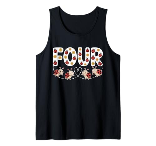 Dieser Marienkäfer ist 4 Jahre alt 4. Geburtstag Mädchen Familie Tank Top von Birthday LadyBug