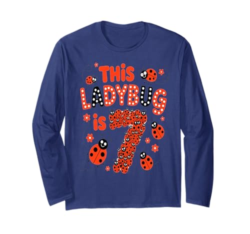 Dieser Marienkäfer ist 7 Jahre alt, 7. Geburtstag, Mädchen, Familie Langarmshirt von Birthday LadyBug