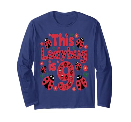 Dieser Marienkäfer ist 9 Jahre alt, 9. Geburtstag, Mädchen, Familie Langarmshirt von Birthday LadyBug