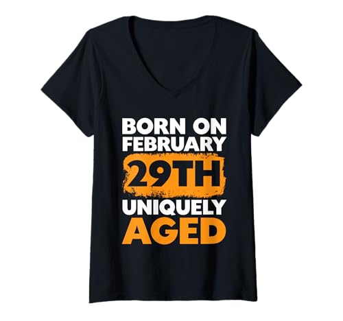 Damen Happy Birthday Leap Year 29. Februar Leap Day Leapling T-Shirt mit V-Ausschnitt Damen Happy Birthday Leap Year 29. Februar Leap Day Leapling T-Shirt mit V-Ausschnitt von Birthday Leap Year February 29 Leaper