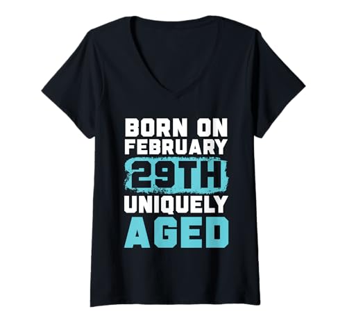 Damen Happy Birthday Leap Year 29. Februar Leap Day Leapling T-Shirt mit V-Ausschnitt Damen Happy Birthday Leap Year 29. Februar Leap Day Leapling T-Shirt mit V-Ausschnitt von Birthday Leap Year February 29 Leaper