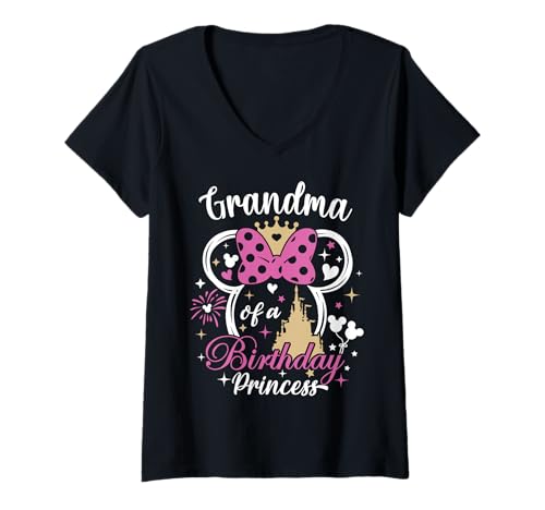 Damen Passende Familie Oma des Geburtstags Prinzessin T-Shirt mit V-Ausschnitt von Birthday Matching Family Funny Set T-Shirt Gifts