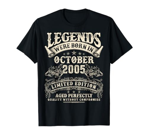 Retro 20. Geburtstag Geschenke für Männer 20 Jahre alt Oktober 2005 T-Shirt Retro 20. Geburtstag Geschenke für Männer 20 Jahre alt Oktober 2005 T-Shirt von Birthday October Gifts For Legendary Men Apparel