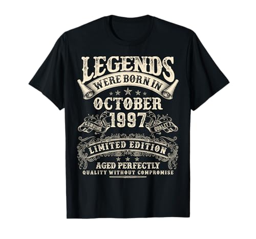 Retro 28. Geburtstag Geschenke für Männer 28 Jahre alt Oktober 1997 T-Shirt von Birthday October Gifts For Legendary Men Apparel
