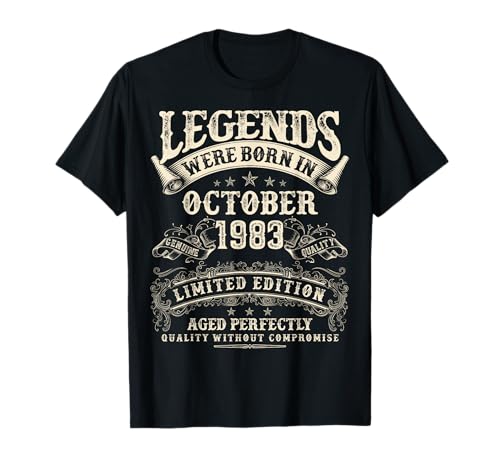 Retro 42. Geburtstag Geschenke für Männer 42 Jahre alt Oktober 1983 T-Shirt Retro 42. Geburtstag Geschenke für Männer 42 Jahre alt Oktober 1983 T-Shirt von Birthday October Gifts For Legendary Men Apparel