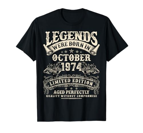 Retro 51. Geburtstag Geschenke für Männer 51 Jahre alt Oktober 1974 T-Shirt Retro 51. Geburtstag Geschenke für Männer 51 Jahre alt Oktober 1974 T-Shirt von Birthday October Gifts For Legendary Men Apparel