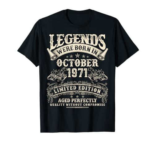 Retro 54. Geburtstag Geschenke für Männer 54 Jahre alt Oktober 1971 T-Shirt Retro 54. Geburtstag Geschenke für Männer 54 Jahre alt Oktober 1971 T-Shirt von Birthday October Gifts For Legendary Men Apparel