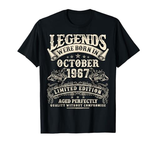 Retro 58. Geburtstag Geschenke für Männer 58 Jahre alt Oktober 1967 T-Shirt Retro 58. Geburtstag Geschenke für Männer 58 Jahre alt Oktober 1967 T-Shirt von Birthday October Gifts For Legendary Men Apparel