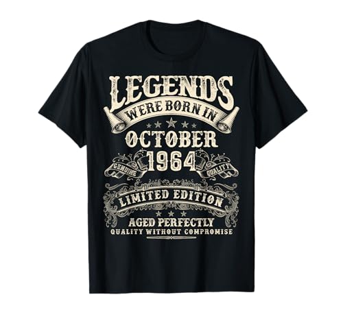 Retro 61. Geburtstag Geschenke für Männer 61 Jahre alt Oktober 1964 T-Shirt Retro 61. Geburtstag Geschenke für Männer 61 Jahre alt Oktober 1964 T-Shirt von Birthday October Gifts For Legendary Men Apparel
