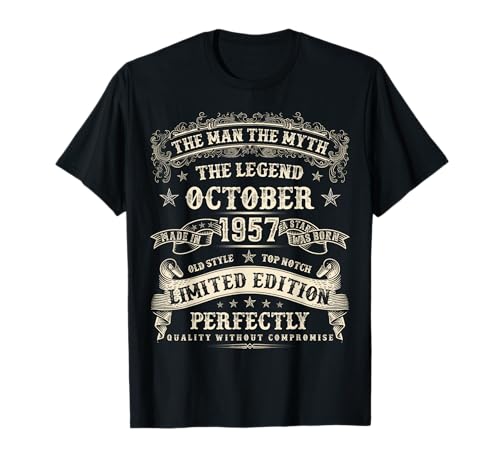 Oktober 1957 68. Geburtstag 68 Jahre alt Geburtstagsgeschenk für Männer T-Shirt Oktober 1957 68. Geburtstag 68 Jahre alt Geburtstagsgeschenk für Männer T-Shirt von Birthday October Retro Gifts For Men And Women