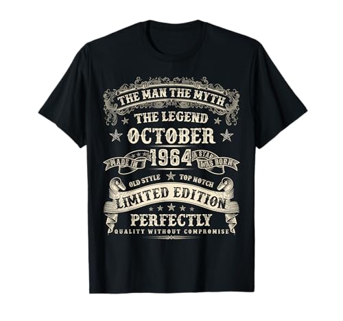 Oktober 1964 61. Geburtstag 61 Jahre alt Geburtstagsgeschenk für Männer T-Shirt von Birthday October Retro Gifts For Men And Women