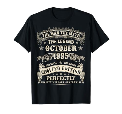 Oktober 1995 30. Geburtstag 30 Jahre alt Geburtstagsgeschenk für Männer T-Shirt von Birthday October Retro Gifts For Men And Women