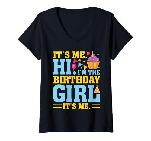 Damen It's Me Hi I'm The Birthday Girl Its Me Birthday Party Cake T-Shirt mit V-Ausschnitt Damen It's Me Hi I'm The Birthday Girl Its Me Birthday Party Cake T-Shirt mit V-Ausschnitt von Birthday Party Cake Tee
