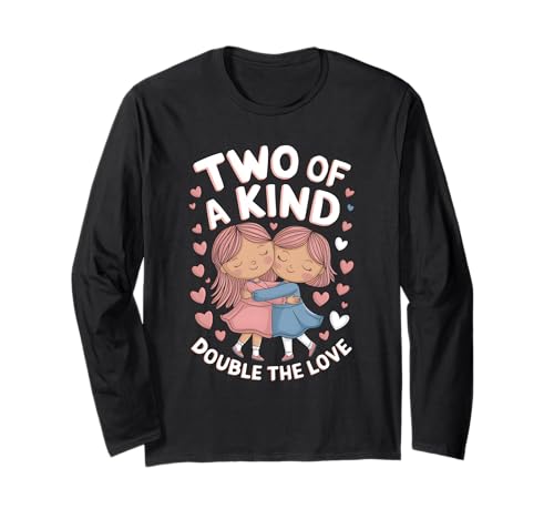 Kids Funny Twin Double The Love Sisters Birthday Langarmshirt Kids Funny Twin Double The Love Sisters Birthday Langarmshirt von Birthday Party Outfits for Twins