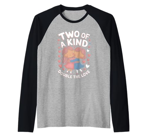 Kids Funny Twin Double The Love Sisters Birthday Raglan Kids Funny Twin Double The Love Sisters Birthday Raglan von Birthday Party Outfits for Twins