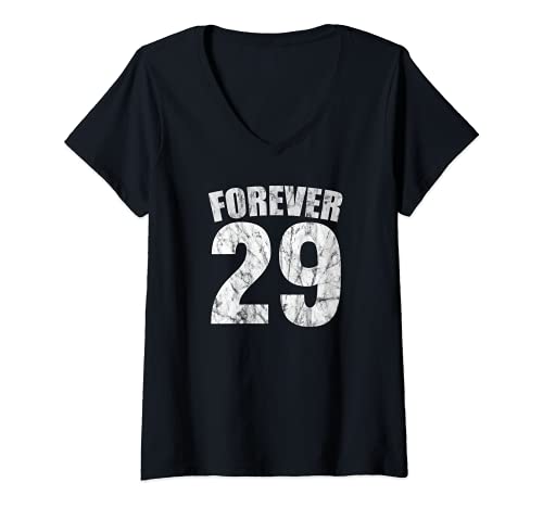Damen Funny 29th Birthday Forever 29 T-Shirt mit V-Ausschnitt Damen Funny 29th Birthday Forever 29 T-Shirt mit V-Ausschnitt von Birthday Party Shirts