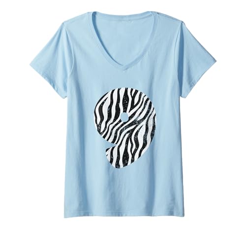 Damen 9 Jahre alt, 9. Geburtstagsparty mit Zebramotiv T-Shirt mit V-Ausschnitt von Birthday Party Zebra themed gift ideas for kids