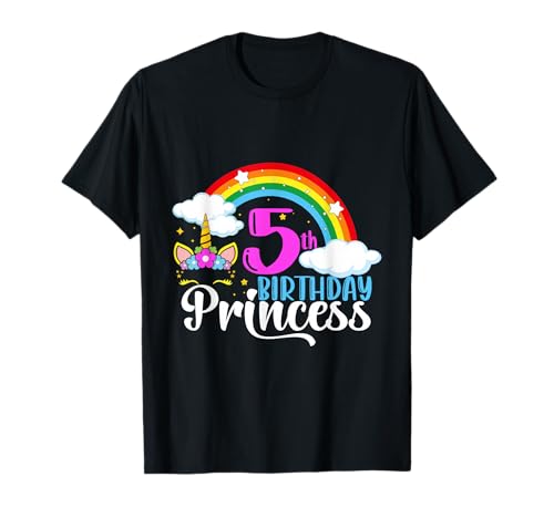 5 Jahre altes Mädchen, Einhorn, 5., fünfter Geburtstag, fünf T-Shirt 5 Jahre altes Mädchen, Einhorn, 5., fünfter Geburtstag, fünf T-Shirt von Birthday Princess Matching Family
