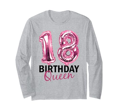 18 Jahre Geburtstag Frauen Geburtstagsballons Ballons Print Langarmshirt 18 Jahre Geburtstag Frauen Geburtstagsballons Ballons Print Langarmshirt von Birthday Queen Geburtstagsgeschenke Damen Teenager