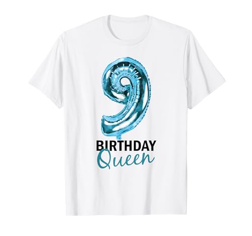 9 Jahre Geburtstag Mädchen Geburtstagsballons Ballons Print T-Shirt 9 Jahre Geburtstag Mädchen Geburtstagsballons Ballons Print T-Shirt von Birthday Queen Outfit Für Mädchen