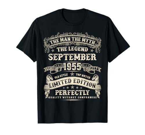 September 1955 70. Geburtstag 70 Jahre alt Geburtstagsgeschenk für Männer T-Shirt September 1955 70. Geburtstag 70 Jahre alt Geburtstagsgeschenk für Männer T-Shirt von Birthday September Retro Gifts For Men And Women