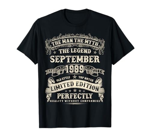 September 1989 36. Geburtstag 36 Jahre alt Geburtstagsgeschenk für Männer T-Shirt September 1989 36. Geburtstag 36 Jahre alt Geburtstagsgeschenk für Männer T-Shirt von Birthday September Retro Gifts For Men And Women