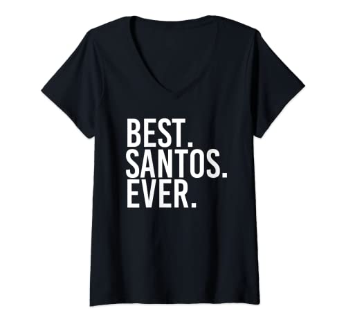 Damen Best. Santos Ever. Lustige, personalisierte Name, Witz, Geschenkidee T-Shirt mit V-Ausschnitt von Birthday Son Custom Dad Name For Him Christmas Men