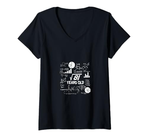 Damen Geburtstag Quadratwurzel Mathematik Problem Spaß Berechnung 9 T-Shirt mit V-Ausschnitt Damen Geburtstag Quadratwurzel Mathematik Problem Spaß Berechnung 9 T-Shirt mit V-Ausschnitt von Birthday Square Root Math Problem Fun Calculation