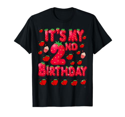 Kids 2 Year Old Strawberry Birthday Girl Sweet Fruit 2 T-Shirt von Birthday Strawberry Birthday Party Gifts Co.
